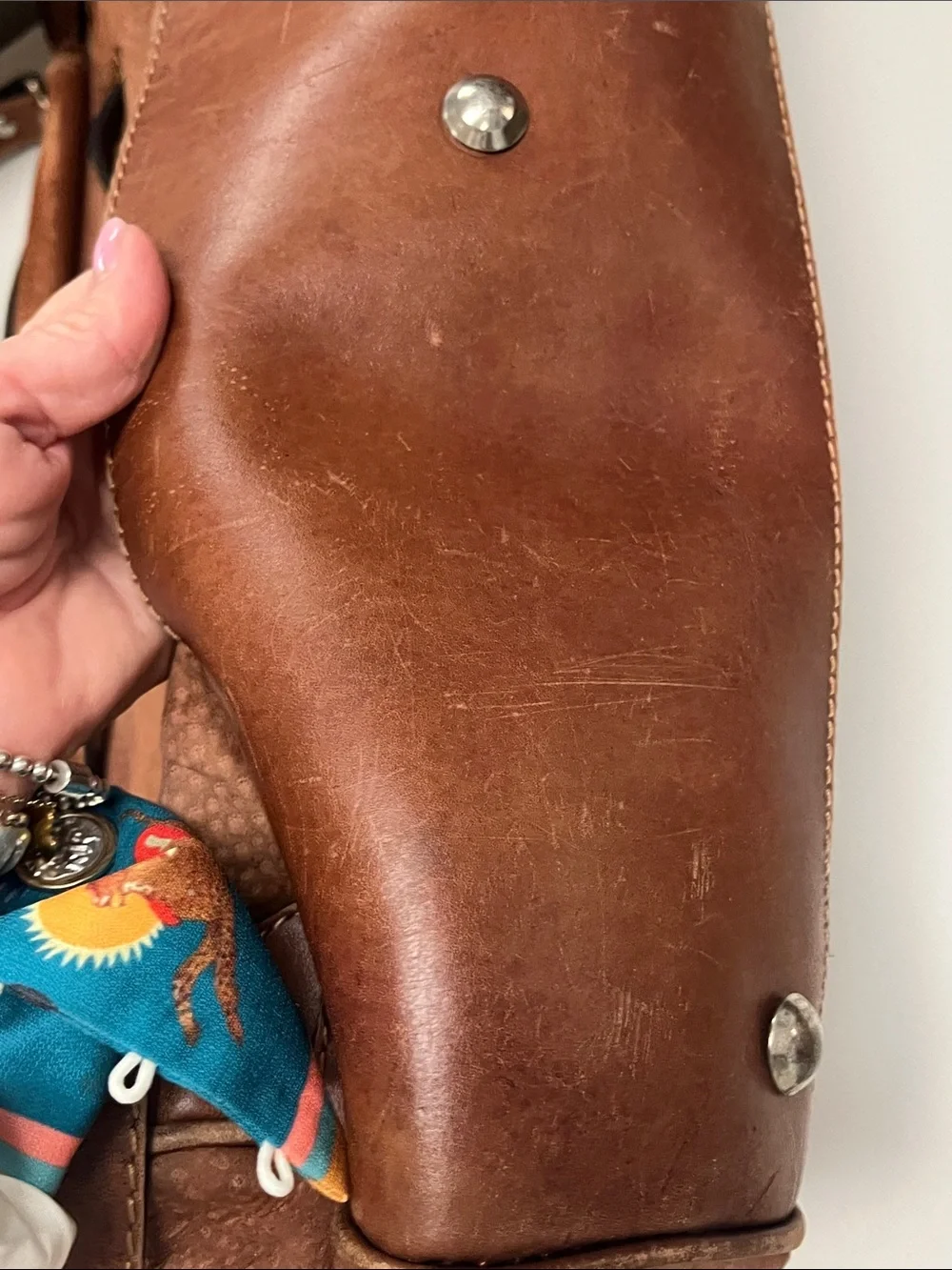 Men's Brown Leather Duffel Bag with Shoulder Strap